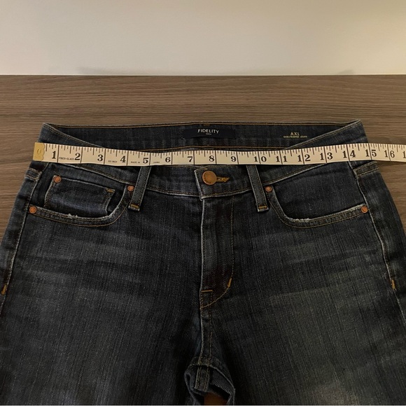 Fidelity Denim Dark Blue Mid Rise Straight Leg AXL Girlfriend Jeans - Picture 8 of 10